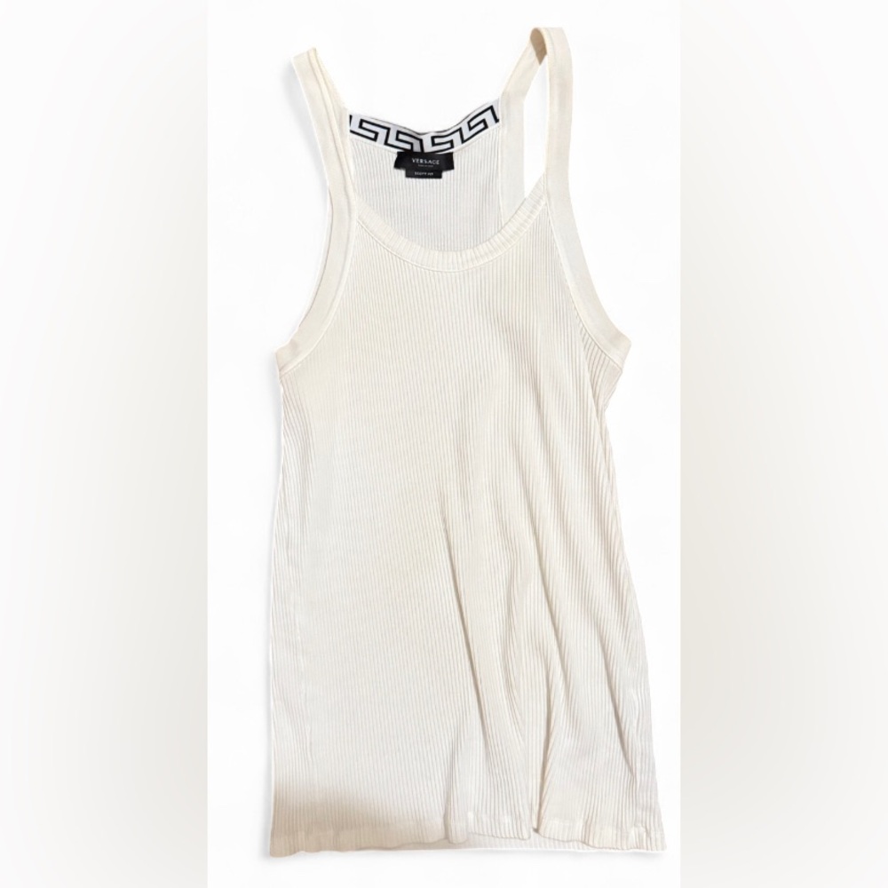 Authentic Versace Scott Fit Ribbed Tank Top Men’s M White Black Designer